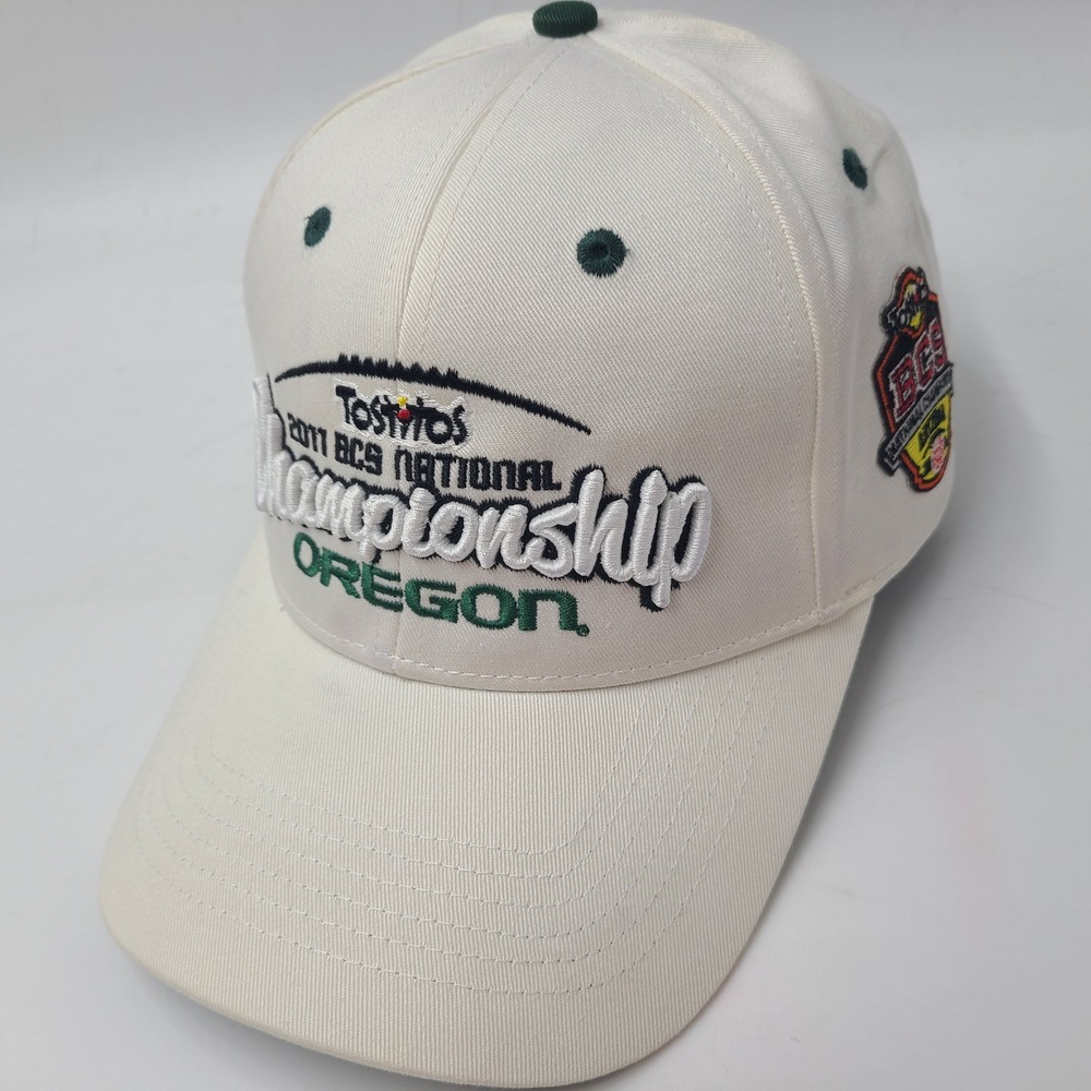 Oregon Ducks‎ Hat Adjustable White Green 2011 BCS Championship NCAA University